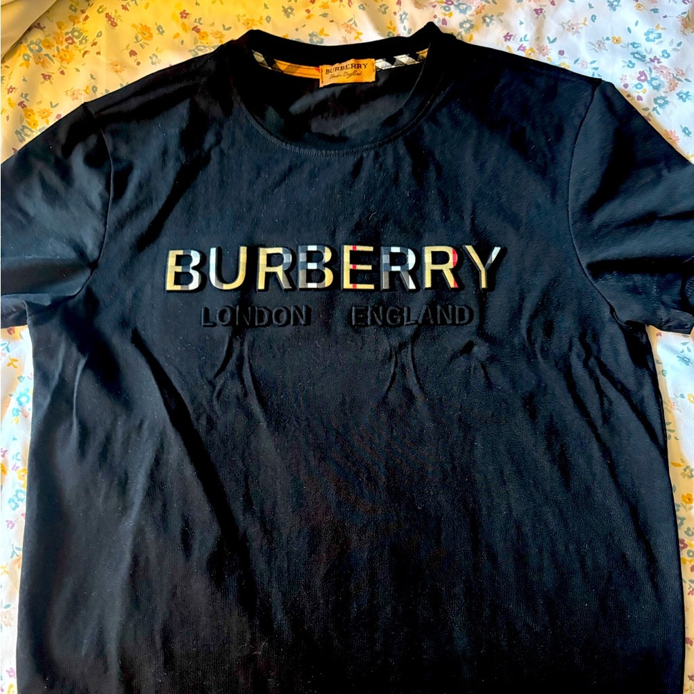 Burberry Black Tee with Check Detail